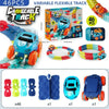 A set of 46 pieces of flexible track and cars for a kids anti-gravity race car game