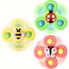 Suction Cup Spinning Top Toy with Cute Bug and Flower Design