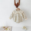 Baby Girls Lace-Trim Cotton Romper with Floral Details