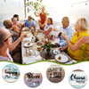 Set of 8 Decorative Wooden Coasters with English Print