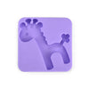 A purple silicone mold shaped like a giraffe for a DIY craft kit.