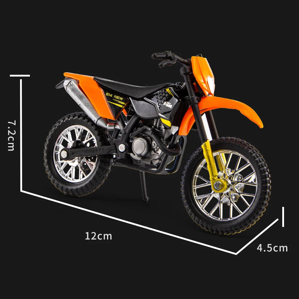 A black and orange 1:18 scale KTM 450 SX-F diecast motorcycle model shown in profile view.