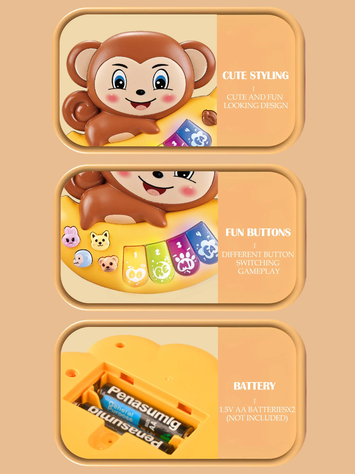 Interactive Musical Piano Toy with Animal Friends