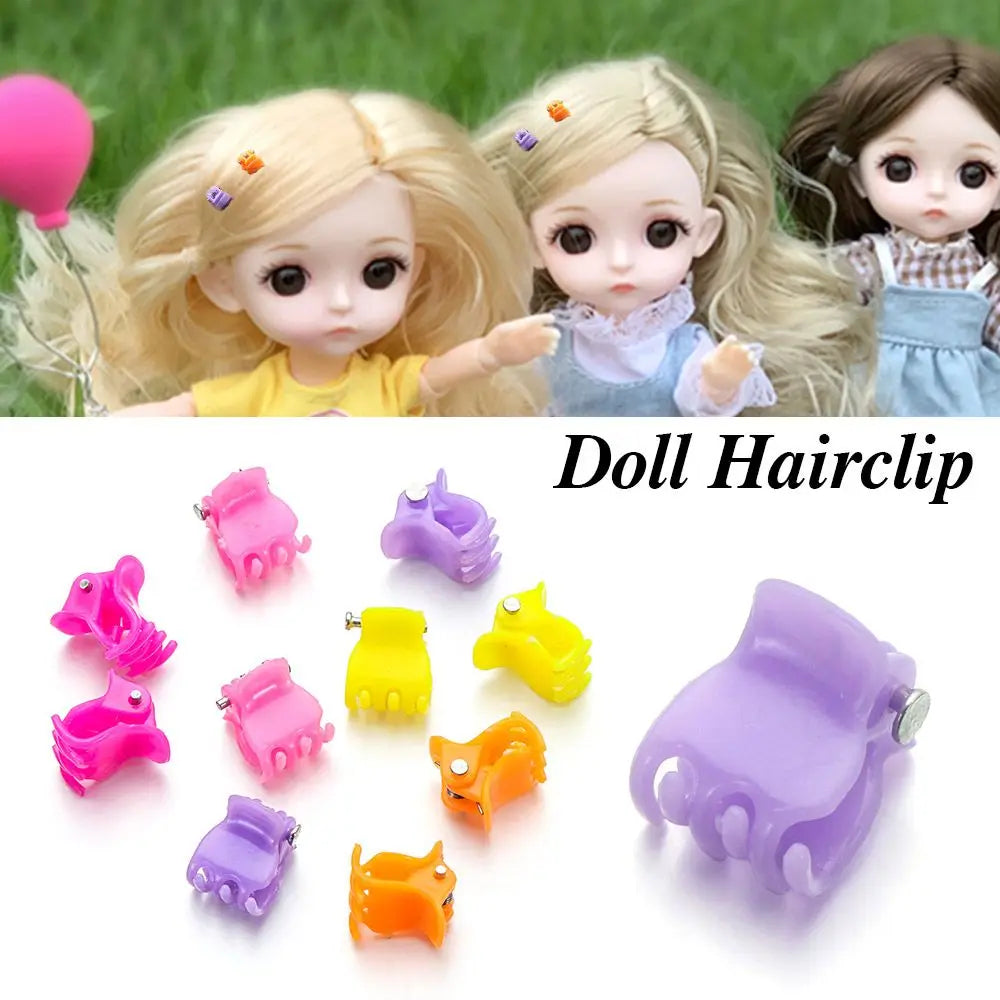 Mini Pastel Plastic Hair Clips for Dolls (10-Piece Set)