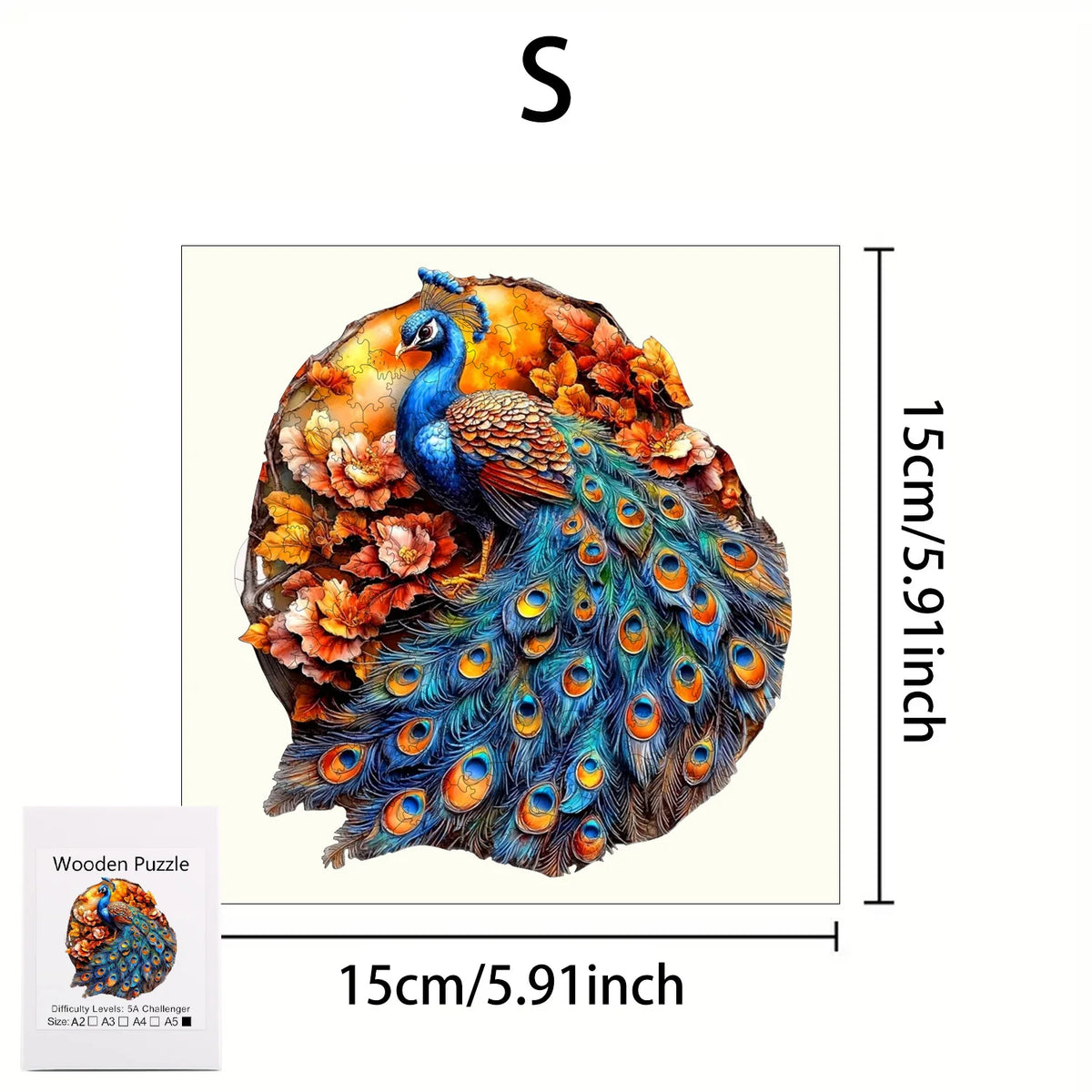 Premium Wooden Jigsaw Puzzle – Villa Peacock Owl Landscape