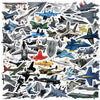 A collection of various military fighter jet graphics and silhouettes in different camouflage colors and styles.