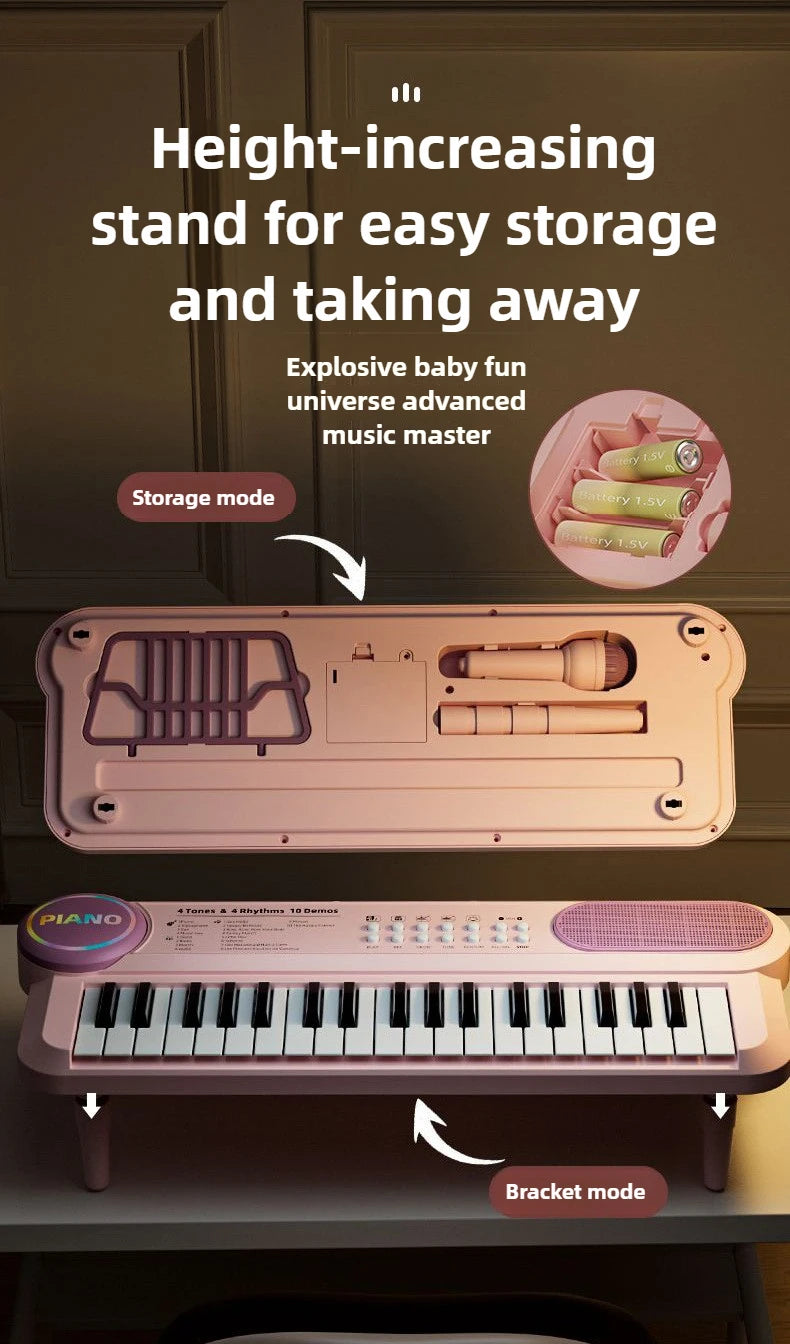 37-Key Kids Electronic Piano with Microphone and Stand
