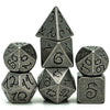 Premium Metal Polyhedral Dice Set with Dragon Font
