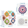 Un jeu de cartes de patrons de granny squares au crochet avec divers motifs floraux et mesures.