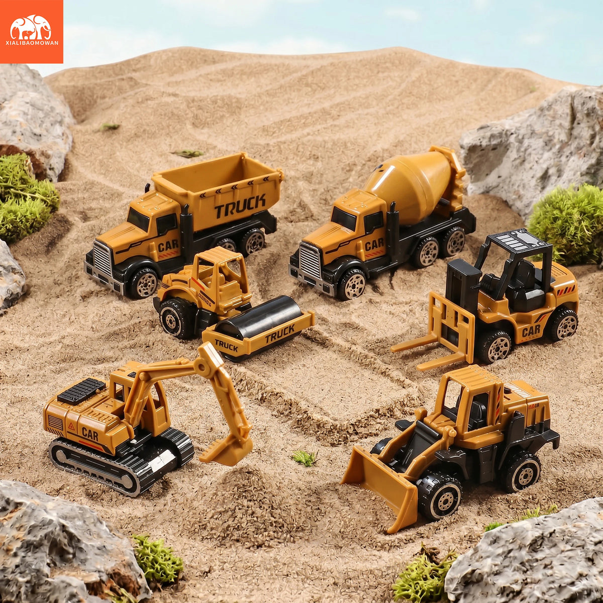 Diecast Construction Vehicle Set - Tractor, Excavator & Truck