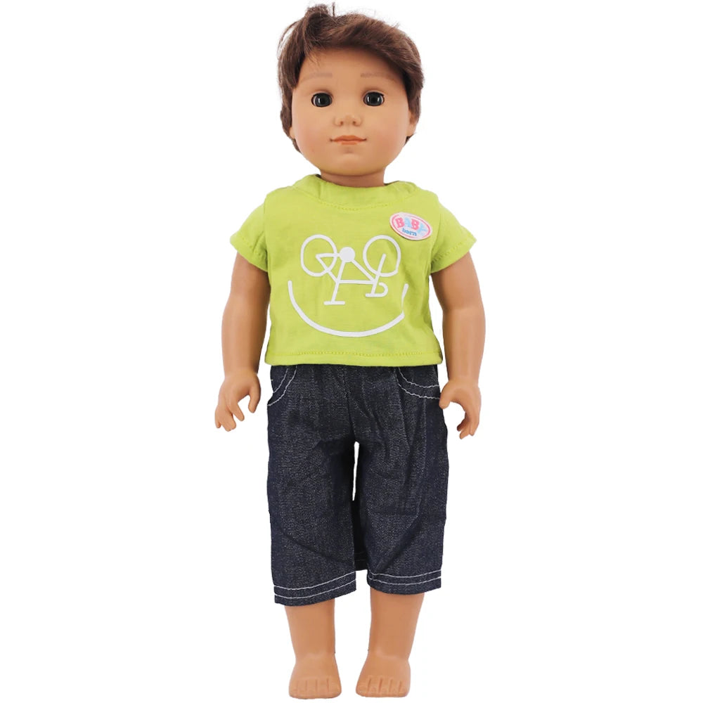 Bear Print Casual Outfit for 43 cm Baby Dolls