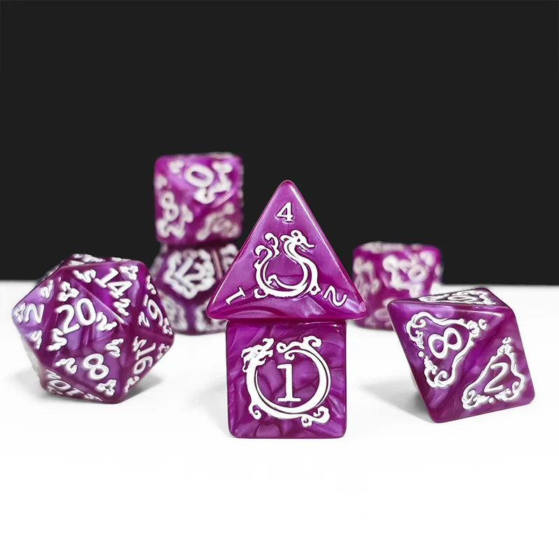 Dragon Pattern Polyhedral Dice Set for RPG & Tabletop Gaming