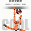 An orange magnetic multi-jointed action figure with an articulated display stand.