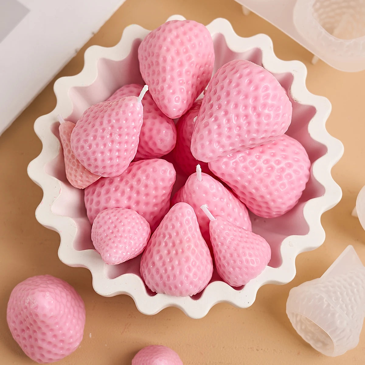 Strawberry Shaped Silicone Candle Mold for DIY Crafts