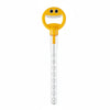 Yellow bubble wand with a smiling face design and a clear tube for blowing bubbles.