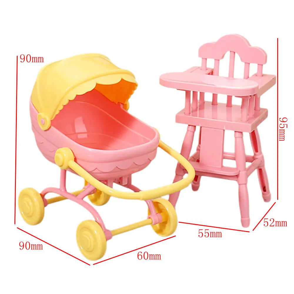 Mini Doll Stroller Trolley with Shoes for 1/12 Scale Dolls