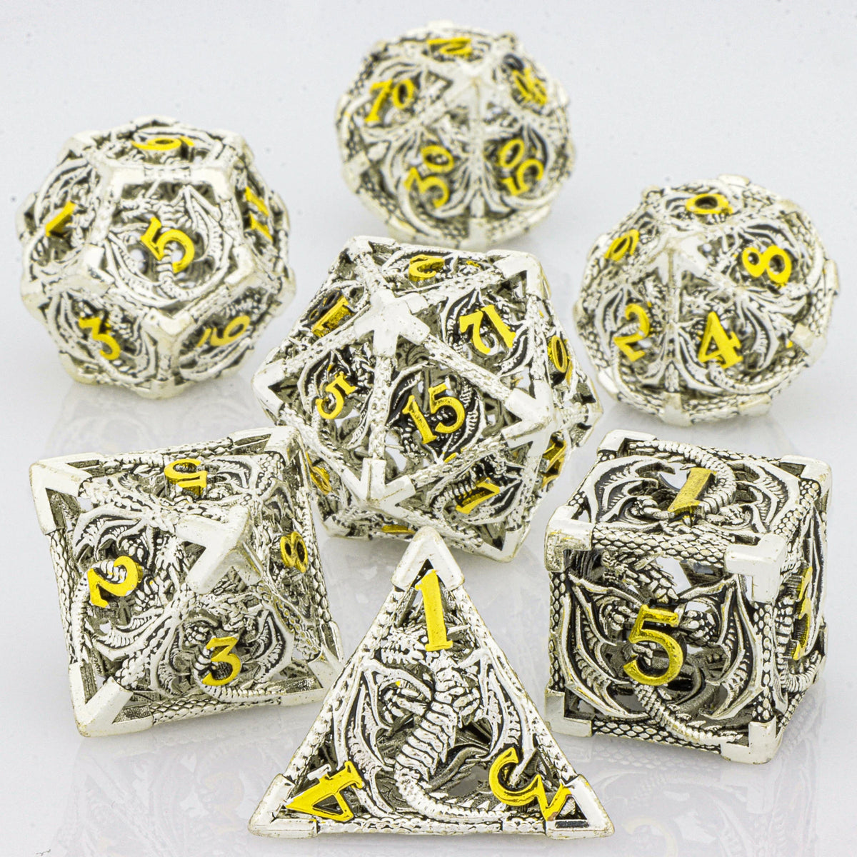 Hollow Metal Polyhedral Dragon Dice Set