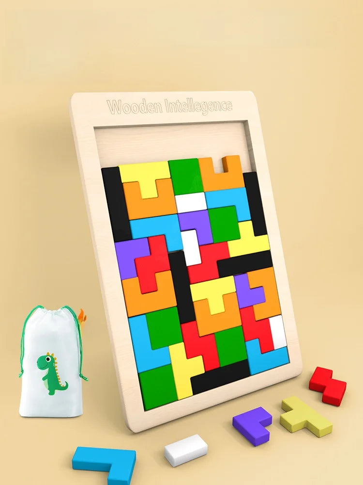 Colorful Wooden Tangram Puzzle – Educational Geometric Shape Toy