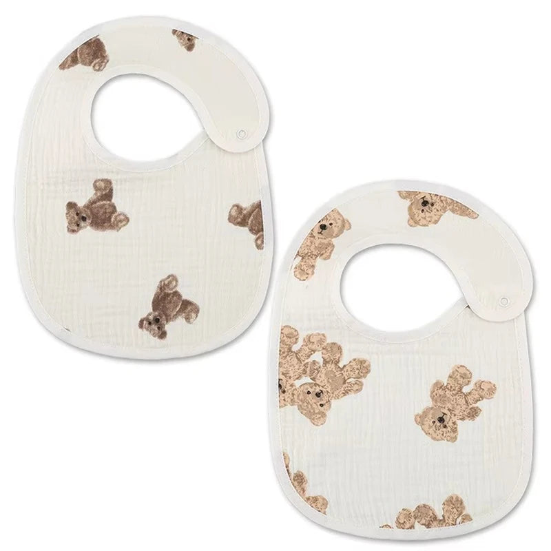 Baby Cotton Gauze Bibs with Waterproof Backing (2-Pack)