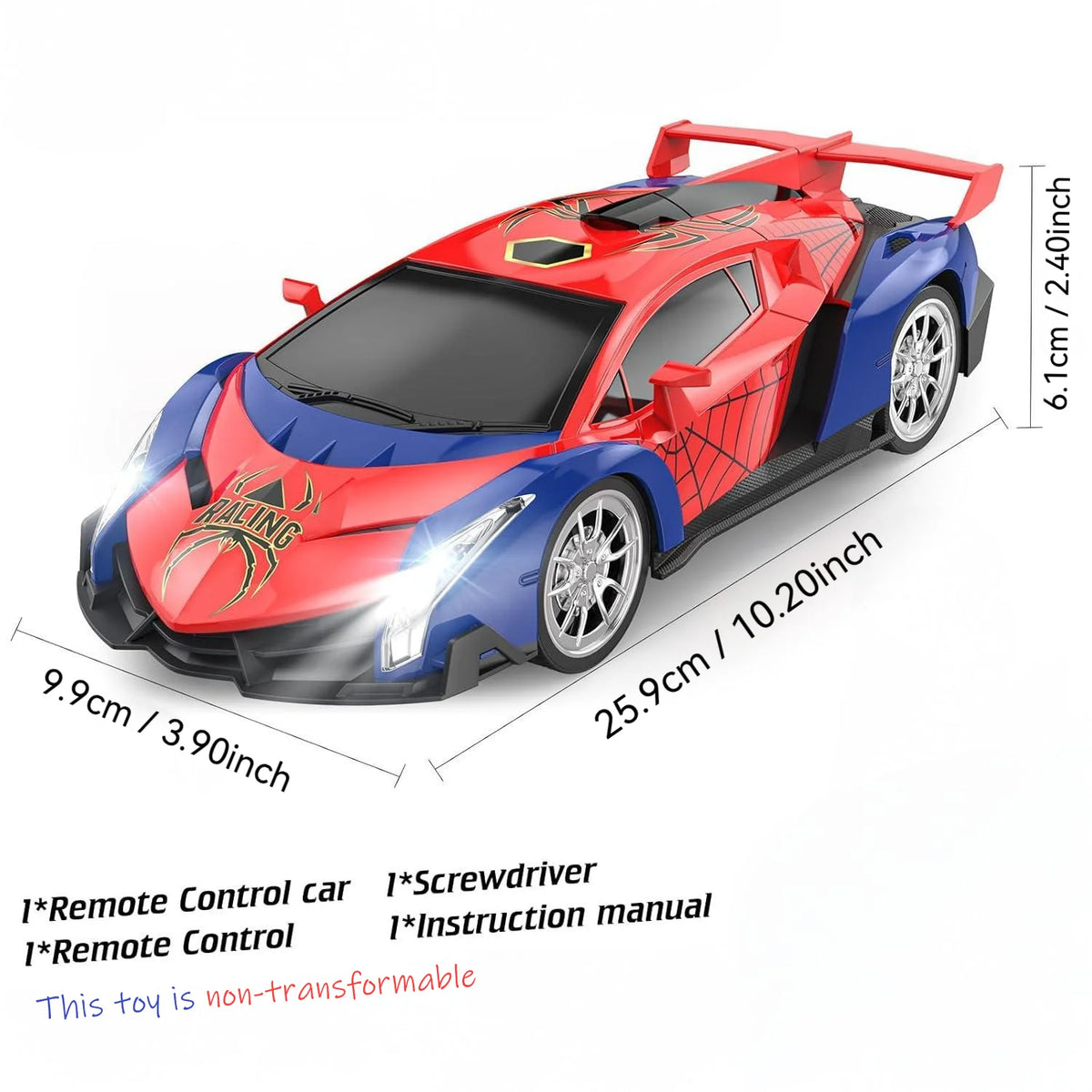 Spider-Themed RC Supercar with 2.4GHz Remote Control