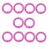 A set of ten bright pink alloy snap hook keychain clips arranged in two rows.