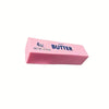 A pink butter squishy stress relief toy labeled 4oz butter net wt 113g