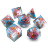 Handmade Resin D&D Dice Set – 7 Polyhedral Dice with Floral Design