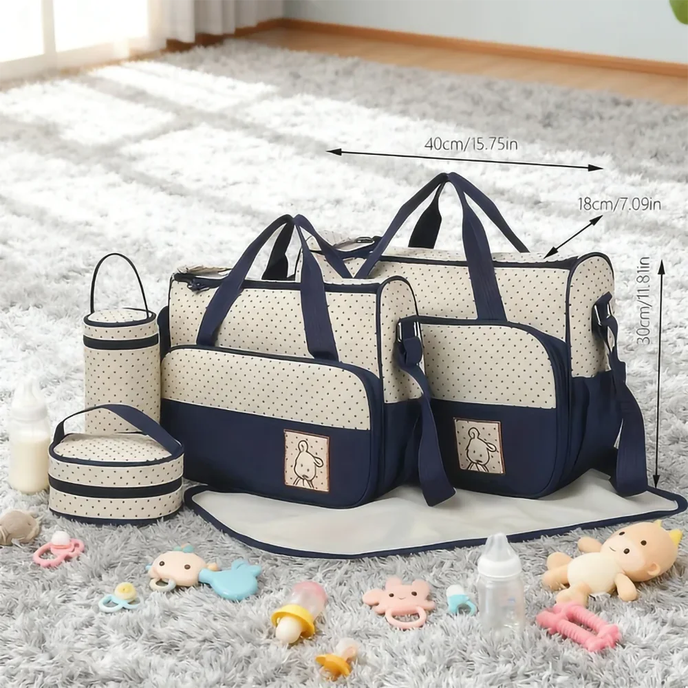 Multifunctional Crossbody Diaper Bag with Five-Piece Set