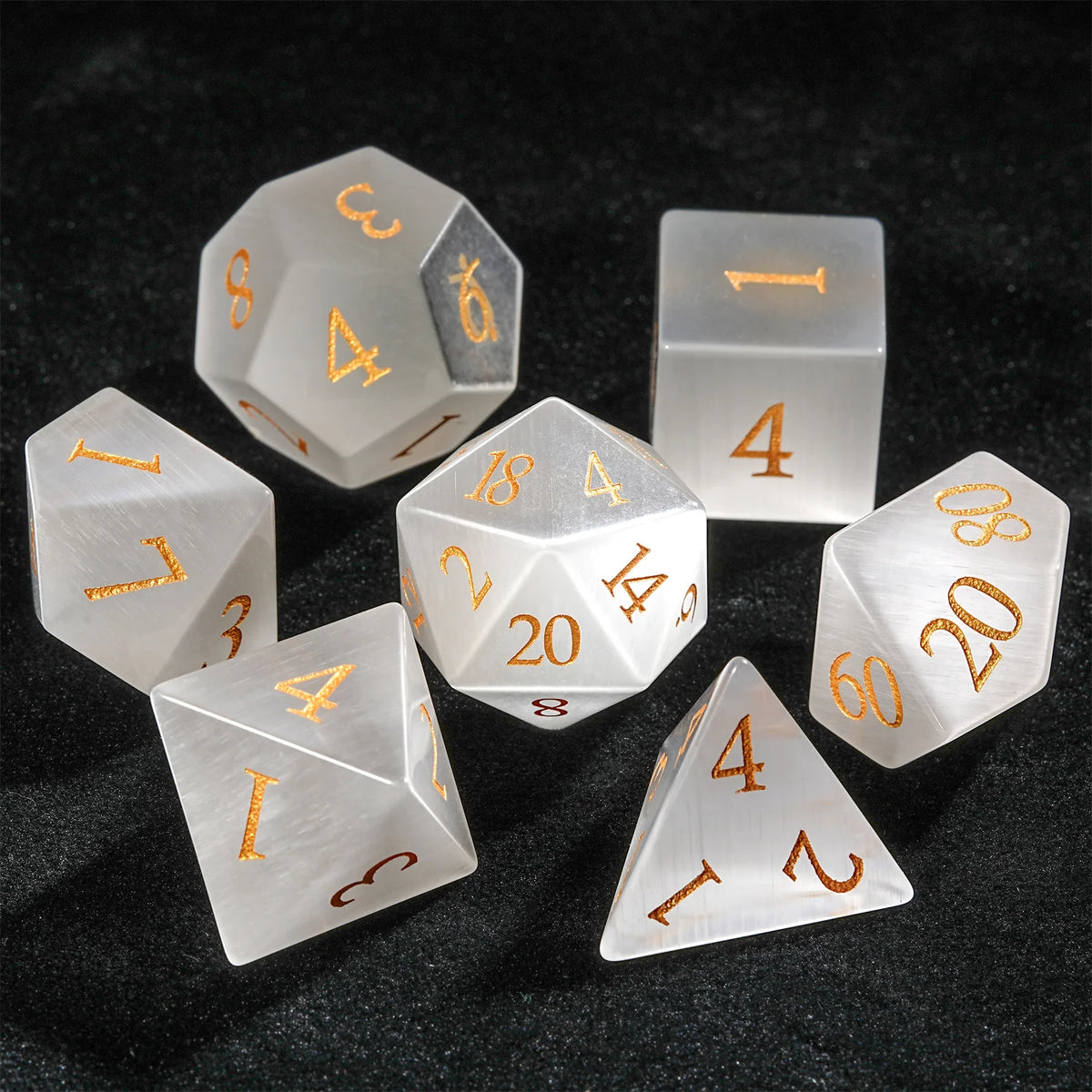 Premium 7-Piece Frosted Gemstone Polyhedral Dice Set for Tabletop RPGs