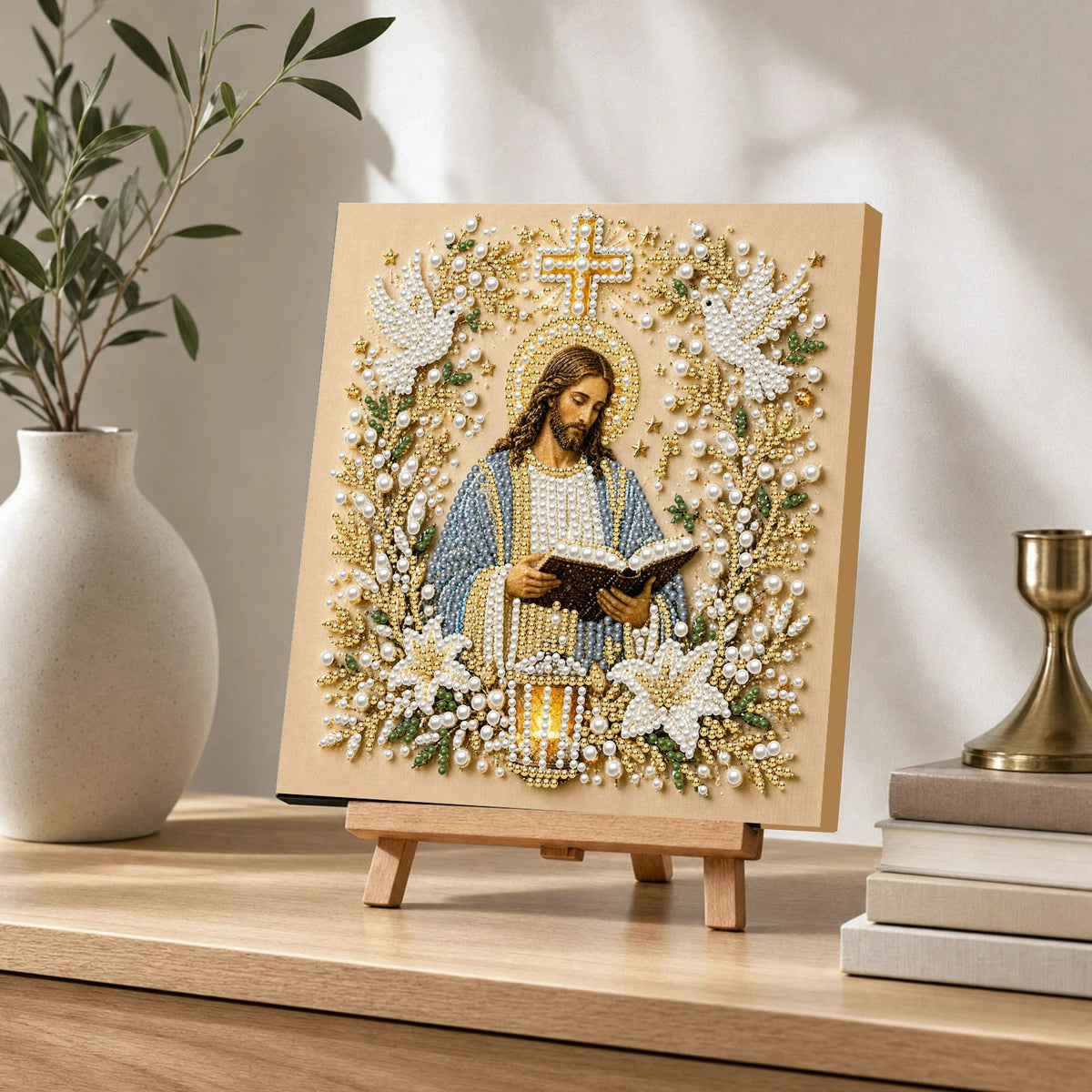 Religious Diamond Painting Kit with Frame – Jesus and Holy Mary