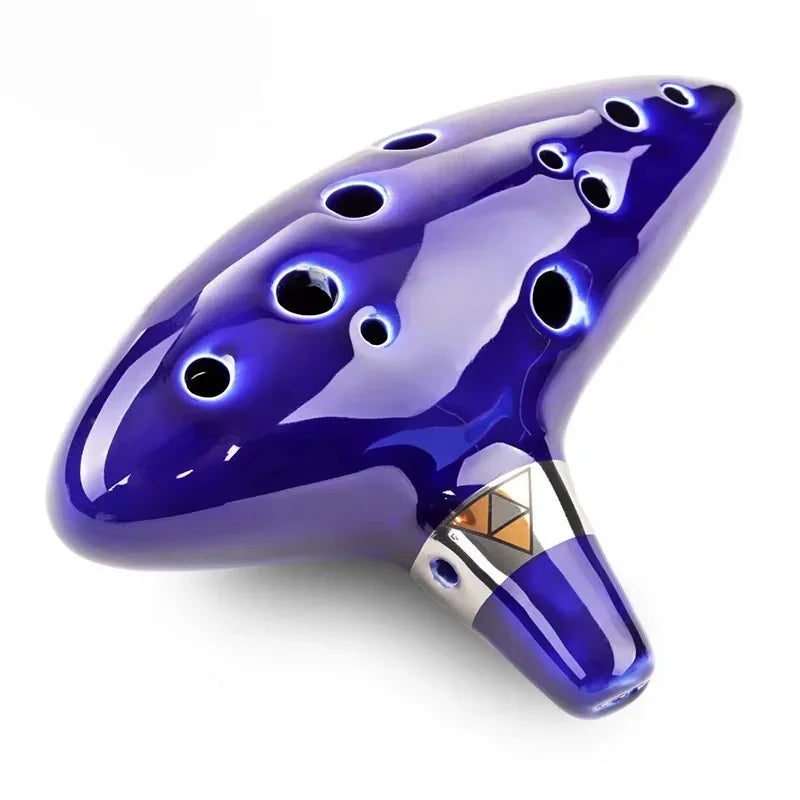 12-Hole Ceramic Ocarina in Alto C with Blue Glaze
