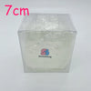A clear plastic squishy stress ball with a lid, measuring 7cm, for relaxation.