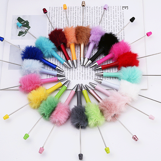 DIY Plush Bead Pens – Set of 20 Colorful Handmade Ballpoint Pens
