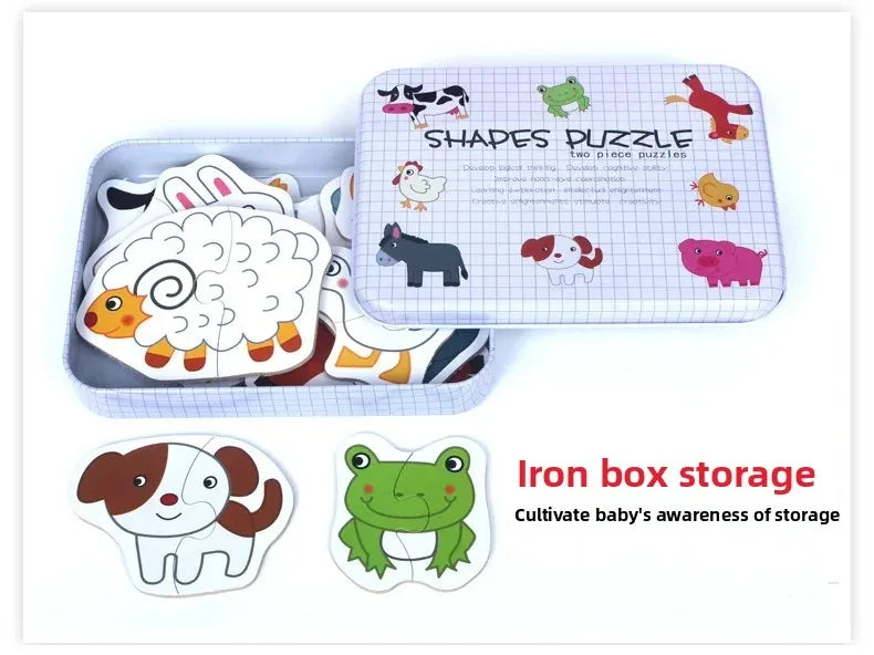 Montessori Wooden Animal Puzzle Set with Storage Box