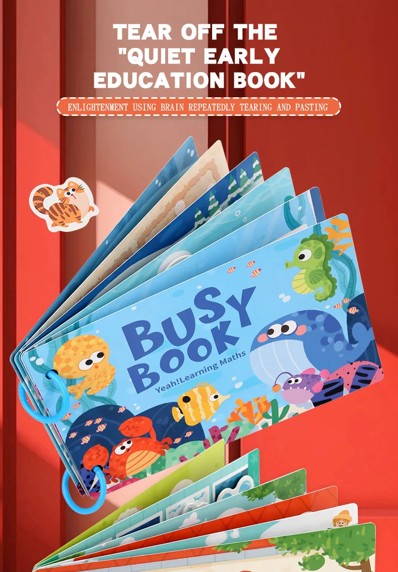 Montessori Quiet Book – Interactive Word Recognition & Early Learning Activity Book for Kids