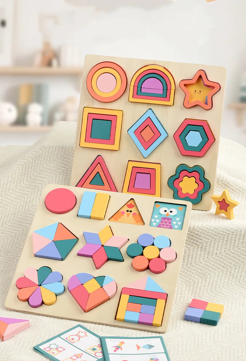 Wooden Rainbow Shape Sorting Puzzle for Kids