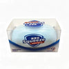 A white squishy stress ball product packaged in a cardboard box with Chinese text.
