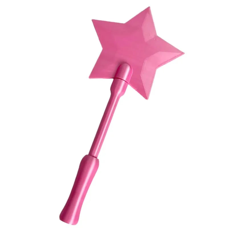 A pink star-shaped magic wand with a handle, designed as a credit card holder.