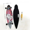 A finger skateboard is shown with dimensions and a separate black deck and hardware.