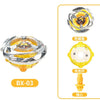 Mini Gyroscope Launcher Set featuring a yellow and silver toy for kids with components shown.