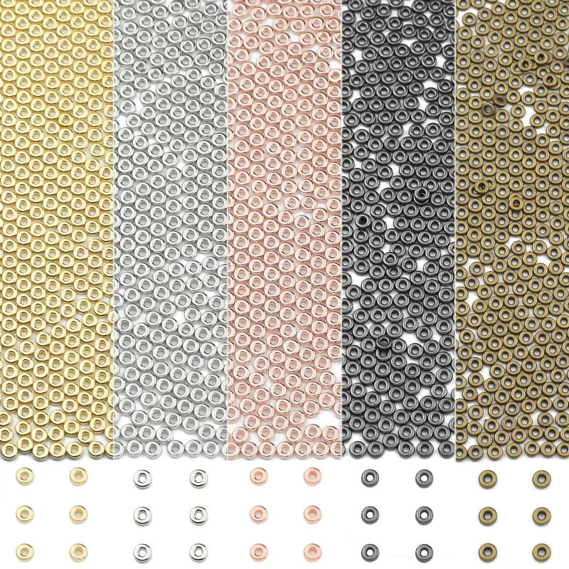 Rose Gold Plated Flat Round Spacer Beads for Jewelry Making