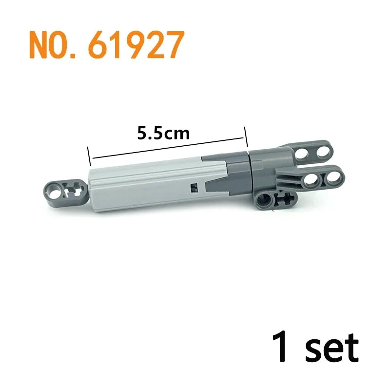 A silver motor and servo set for building blocks, labeled No. 61927.