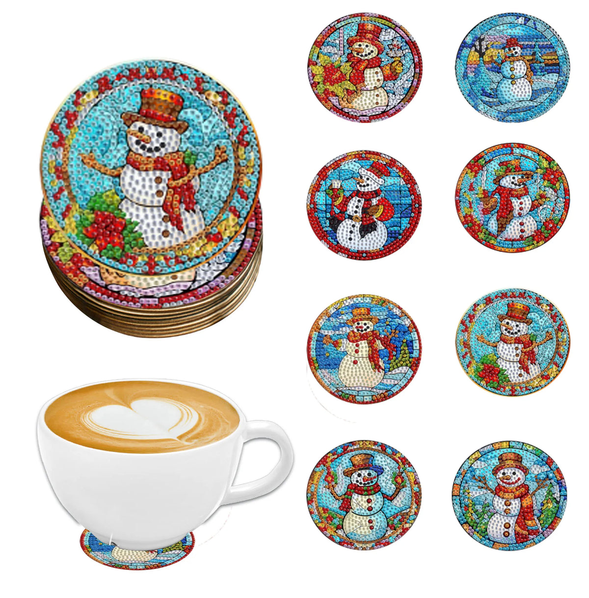 DIY Diamond Art Coaster Set for Christmas & More