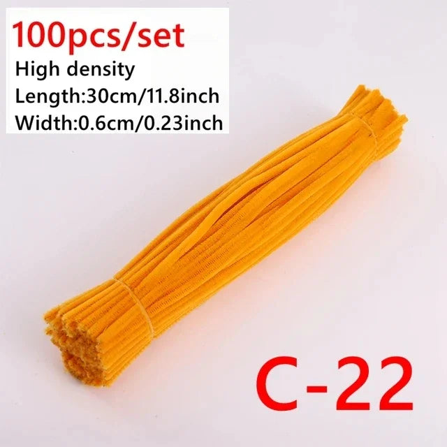 A bundle of bright orange chenille craft sticks labeled C-22, measuring 30cm long and 0.6cm wide.