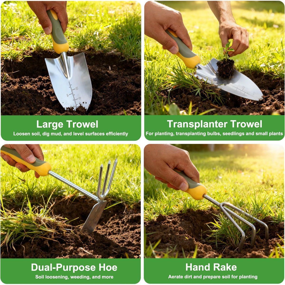 9-Piece Heavy Duty Gardening Tool Set with Ergonomic Handles and Storage Bag