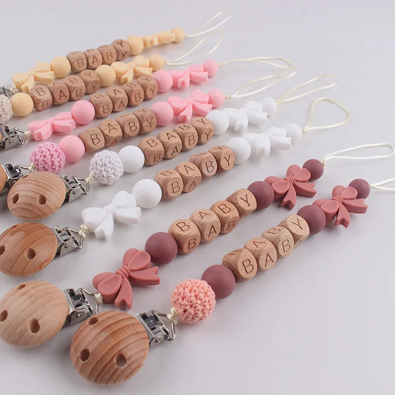 Personalized Baby Pacifier Clip with Silicone Beads