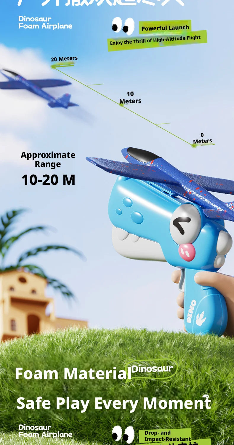 Dinosaur Foam Airplane Launcher Toy