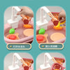 Interactive kids kitchen sink toy featuring running water and fishing game with various food items