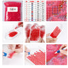 A diamond painting kit showing a chart of colors and numbered patterns for creating a black portrait art mosaic.