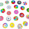 A collection of colorful mini fidget spinners in various designs and colors.